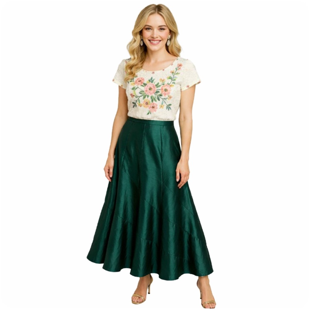 Coldwater Creek, Elegant iridescent  Green Holiday Maxi Skirt, Size M